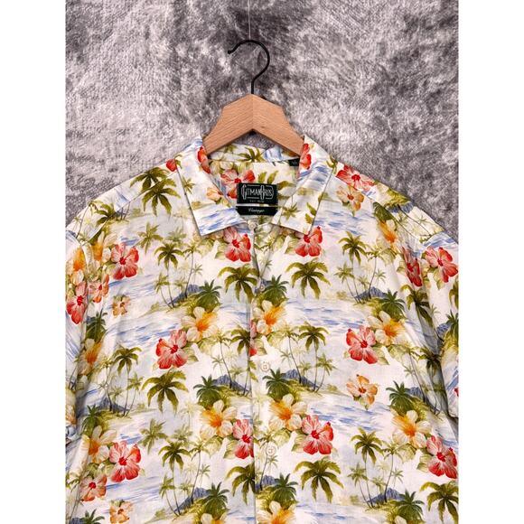 Gitman Bros Vintage Hawaiian Shirt Large Mens Island Hibiscus Floral Viscose - Picture 2 of 9